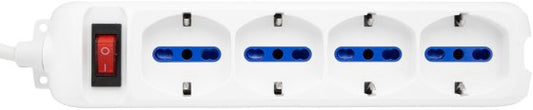 Eco-Line Multipresa con interruttore a 4 prese bianca 3m H05VV-F3G1,5
