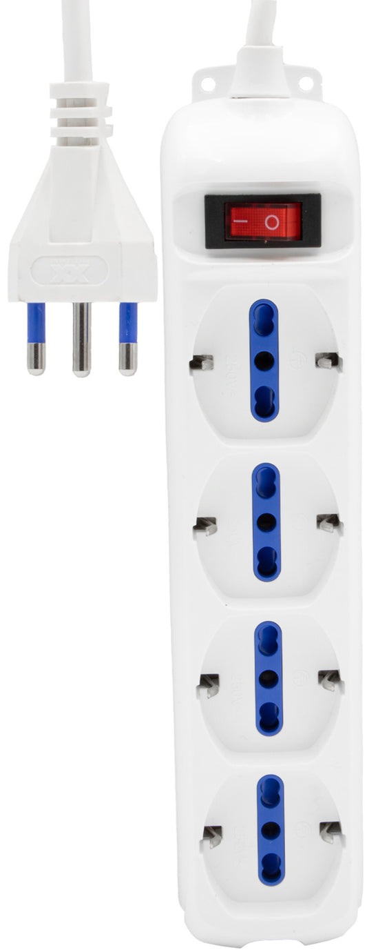 Eco-Line Multipresa con interruttore a 4 prese bianca 3m H05VV-F3G1,5