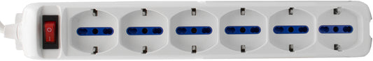 Eco-Line multipresa con interruttore 6 prese bianco 1,4 m H05VV-F 3G1,0