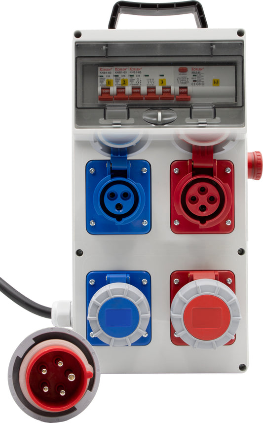 Distributore di corrente BSV 4 ITRE3, EMO, RCD 30mA, cavo da 1.7m, 2x CEE 230V/16A IP67, 2x CEE 400V/16A IP67