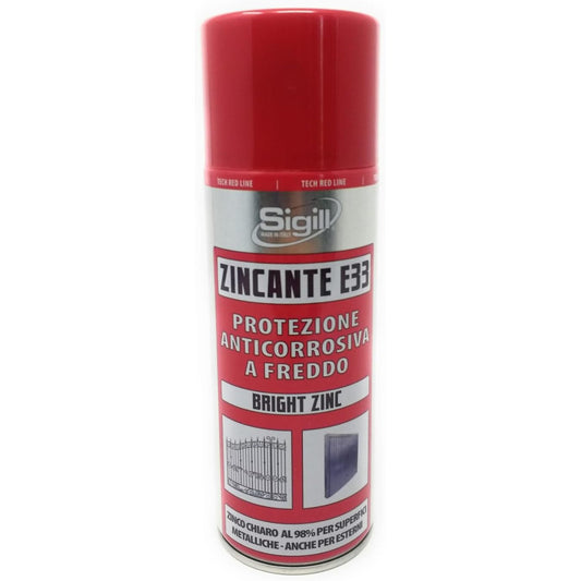 Zincante E33 Protezione a base di Zinco e Alluminio Anticorrosiva a Freddo Bright Zinc 400 ml - Sigill