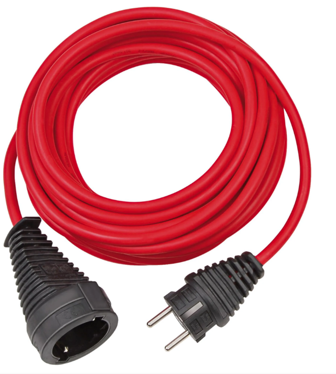 Prolunga in plastica 16A, 10m H05VV-F 3G1,5 rosso